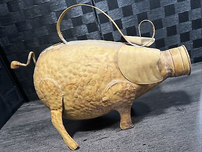 #ad Large Rustic Farmhouse Pig Watering Can with springy tail RARE and Unique 17x13 $28.00