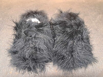 #ad Women#x27;s Black Fuzzy Slippers Size 5 6 $19.99