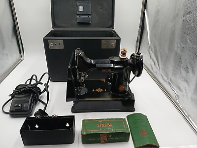 #ad VTG 1952 Singer Featherweight 221 1 Sewing Machine Case amp; Accessories $500.00