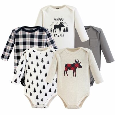 #ad Hudson Baby Long Sleeve Bodysuits 5 Pack Moose $19.99
