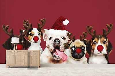3D Christmas Dogs Wallpaper Wall Mural Removable Self adhesive Sticker 138 AU $299.99