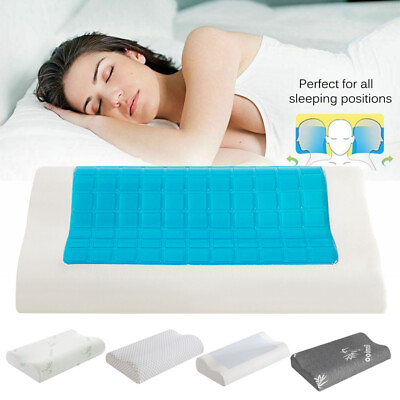 Memory Foam Cooling Gel Pillow Orthopedic Bed Pillow Reversible W Washable Case $19.59