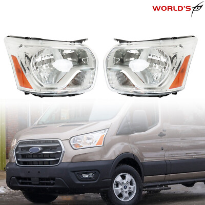 #ad Headlight For 2015 2021 Ford Transit Halogen Chrome Clear Lens RightLeft Side $229.78