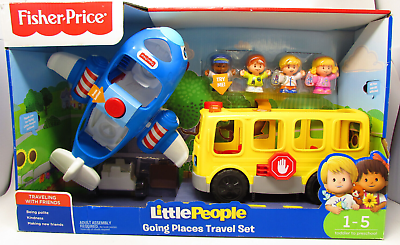 #ad Fisher Price Little People Going Places Travel Set Airplane Bus 4 Little People $69.99