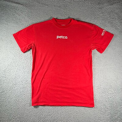 #ad Petco T Shirt Mens Large Red Employee Uniform Short Sleeve Graphic Spell Out $16.95