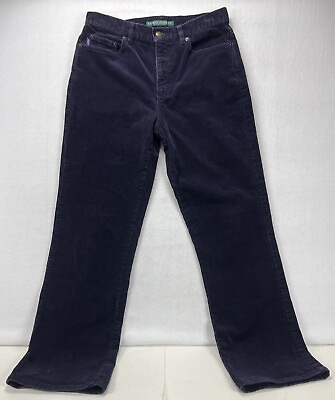 #ad Ralph Lauren Lauren Jeans Co Blue Corduroy Straight Pants Women’s Size 8 $34.99