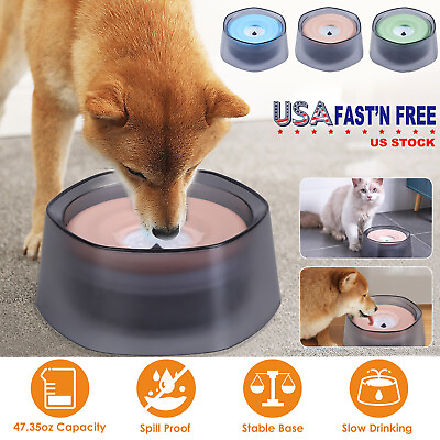 #ad No Spill Water Bowl for Dogs Cats Slow Feeder Drinking Dog Water Dispenser 47Oz $18.89