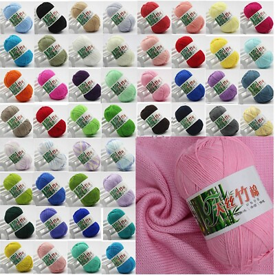 #ad Hot Sale 50g Ball Super Soft Bamboo Crochet Cotton Knitting Baby Knit Wool Yarn $23.68