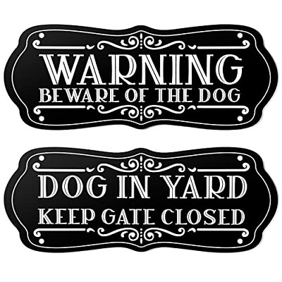 #ad 2 Pieces Dog Sign For Fence Beware Of Dog Sign Dog Warning Signs Funny Dog Metal $13.83