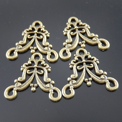 #ad 20PCS Antique Bronze Alloy Hollow Floral Connectors Pendants Craft Finding 31395 $3.49