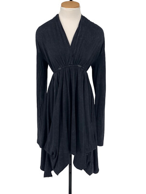 #ad Tough Luv Clothing Pocket Dress Acid Wash Black Medium Goth Boho Empire $43.81