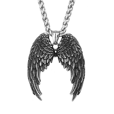 #ad Men#x27;s Fashion Jewelry: Stylish Angel Wings Pendant Necklace in Titanium Steel $12.66