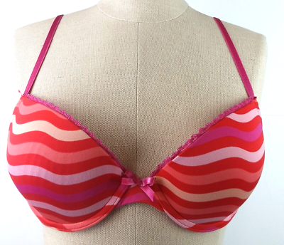 #ad Xhilaration Ladies Pink Nylon Striped Underwire T Shirt Bra Size 34 B 8 $10.00
