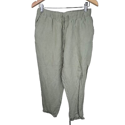 #ad A New Day High Rise Ankle Pants Linen Blend Taper Leg Olive Green Womens M $18.99