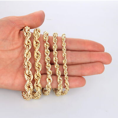 #ad 14K Yellow Gold Rope Diamond Cut 6mm 9mm Chain Mens Necklace or Bracelet 8quot; 30quot; $406.98