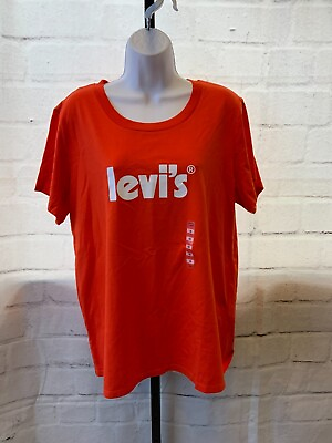 #ad Levi#x27;s Plus Size Logo Perfect Tee Women#x27;s Size 1X Red NEW MSRP $26.50 $13.25