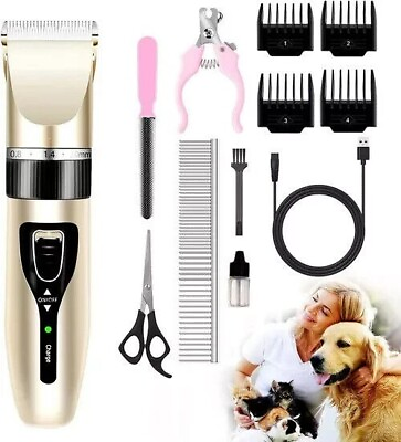 #ad Dog Cat Pet Grooming Kit Electric Hair Clipper Trimmer Rechargeable Cordless US $10.95