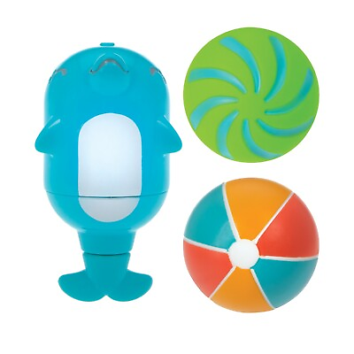 #ad Nuby Dolphin Squirt Bath Toy with Splash Squirter Balls Interactive Fun Colors $7.99