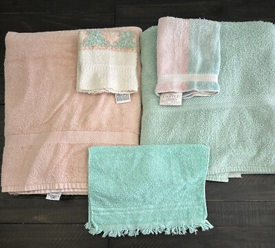#ad Cannon Leshner JCP 2 Bath Towels 2 Washcloths And A Fingertip Towel vintage $14.99