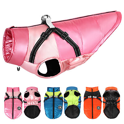 Waterproof Dog Coat with Harness Reflective Winter Padded Vest Jacket Clothes $16.59