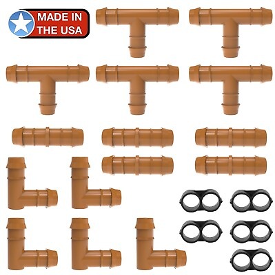 #ad Drip Irrigation Fittings Kit for 1 2quot; Tubing Connectors 20 PIECE SET Tees Co $11.21
