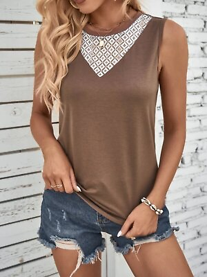 #ad Chic Lace Trimmed Sleeveless Blouse $25.95