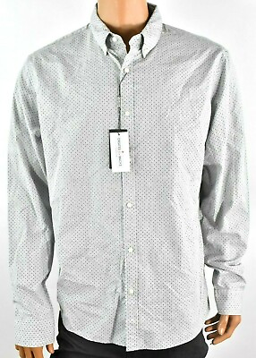 #ad Michael Kors Mens Shirt XXL New Button Gray Slim Fit Long Sleeves Dot Designer $30.59