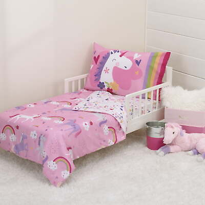 #ad 4 Piece Toddler Bedding Set Pink $25.10