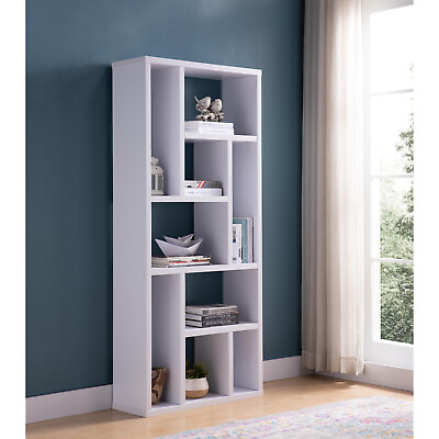 #ad White Display Cabinet Bookcase with 9 open Shelves Layed on side as TV Stand $261.76