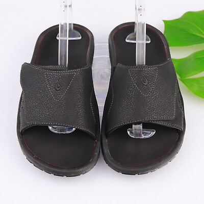 #ad Olukai Men#x27;s Nalu Slide Sandal Size 11 Black Adjustable Flip Flop Beach Shoe $54.89