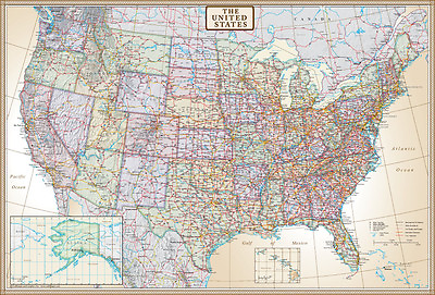 #ad Swiftmaps United States Map US USA Wall Map Poster Mural quot;Executive Editionquot; $12.99
