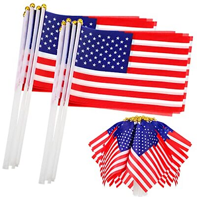 #ad 300 Pcs Small American Flags on Stick Plastic 4th of July USA Flag 5.5 x 8.3 $53.85