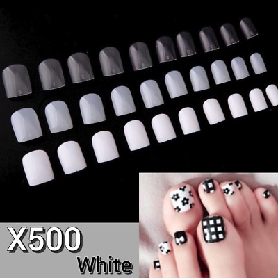 #ad 500pcs White Acrylic Gel DIY Nail Art Full False Foot Toe Nail Art Tips $11.70