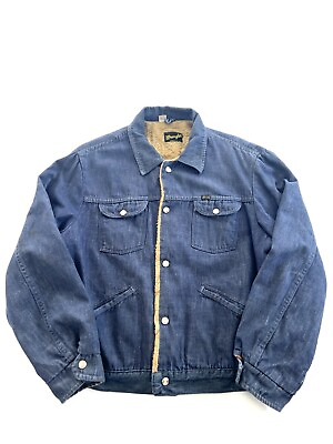 #ad Vintage Wrangler Sherpa Lined Trucker Denim Jacket $74.99