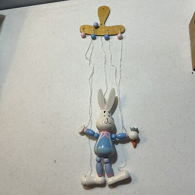 #ad Bunny rabbit Carrot marionette puppet wooden classic toy 90s Vtg Classic $24.00