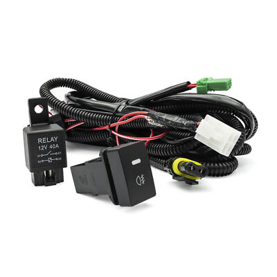 #ad H8 H11 LED Fog Lights Wiring Harness Indicator Switch Relay Kits 40A For Toyota $23.21