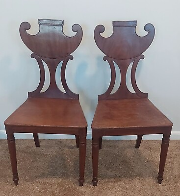 #ad Pair Of Victorian Regency Hall Chairs $600.00