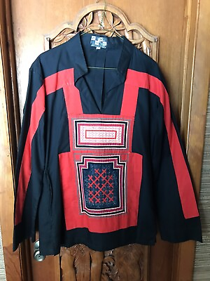 #ad Thai Hmong Embroidered Shirt Tribal Artifact $250.00