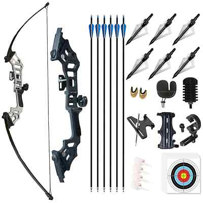 #ad 30 40 50 Pound Archery 51 Inch Recurve Set Adult Metal Riser Longbow Shooting $170.02