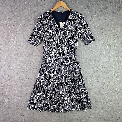 #ad Marcs Dress Womens Small Blue Navy Zebra Crossing Ve Short Sleeve $169 NEW 4857 AU $71.95
