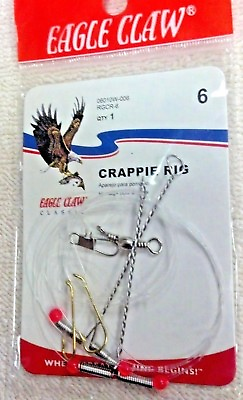 #ad CRAPPIE RIG SIZE 6 TWO HOOKS EAGLE CLAW MODEL RGCR 6 06010W 006 $2.95