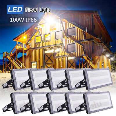 #ad 10x 100W LED Flood Light Outdoor Module Spotlight Garden Lamp Bright Warm White $116.53