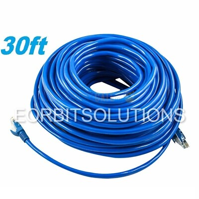 #ad 30FT RJ45 CAT6 PATCH ETHERNET LAN NETWORK BLUE CABLE $9.99