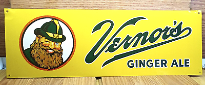 #ad BEWARE NOT 1950#x27;s Fake VERNOR#x27;S GINGER ALE ca.1999 FANTASY SIGN Tin WHITE BACK $39.99