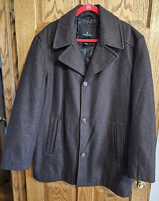 #ad London Fog Men#x27;s Large Coat Wool Blend Brown Classic Lined Warm $40.00