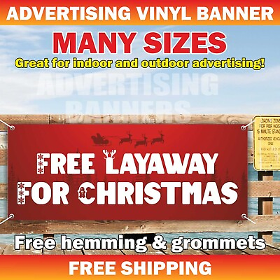 #ad Free Layaway For Christmas Advertising Banner Vinyl Mesh Sign Merry Xmas Holiday $179.95