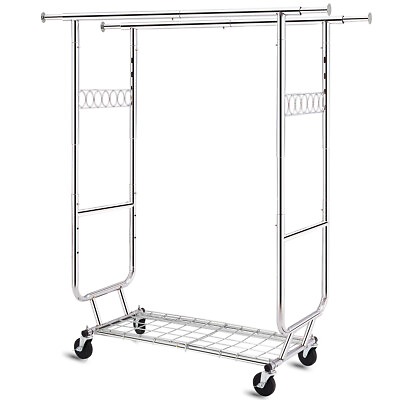 #ad HOKEEPER 600lbs Heavy Duty Collapsible Clothes Hanger Rolling Garment Shelf Rack $105.99
