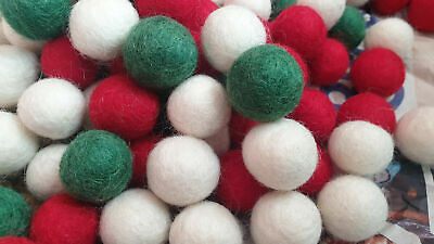 #ad 100% wool Pom Pom Red White Green 2CM Felt Balls Home Crafts Christmas Nursary $10.84