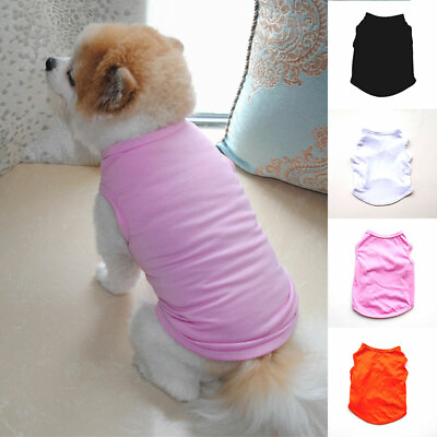 #ad Pet Small Dog Cat Clothes Vest Sleeveless T Shirt Solid Soft Apparel Clothing # $3.00