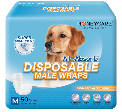 #ad 50 Pack Waist Disposable Dog Diapers Male Wraps Belly Bands Pet Soft All Sizes $20.99